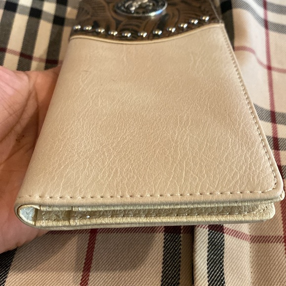 Mens Western Long Wallet Billetera Beige & Brown New - Picture 3 of 9